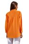 Women's Orange Oversize Long Sleeve Basic Shirt - 4