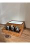 Wooden Napkin Holder with Spice Rack Compartment 1 Piece Restaurant Dispenser African Walnut [Excluding Spices]