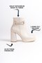 Medium Thick High Heeled Skin Cream Shiny Cross Stone Detailed Zippered Short Classic Boots Bootie - 3