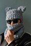 Hand Knitted Soft Teddy Bear Ear Model Puffy Snow Mask Balaclava/balaklava Beanie - 6