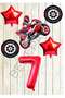 Best Motorcycle-Racing Tire and Red Number Star Foil Balloon Set Age-7