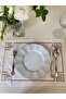 Set of 6 Placemats Geometric Embroidered Rose Gold Glitter