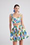 Patterned Pocketed Mini Ravello Skirt Blue - 3