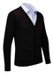 Men's V-Neck Knitwear Black Cardigan Buttoned Pocket Detail Patterned Steel Knit Classic Fit - 5002m - 2