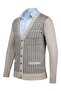 Men's V-Neck Knitwear Stone Cardigan Buttoned Pocket Detail Patterned Steel Knit Classic Fit - 5002m - 3
