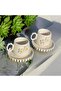 2 Pieces Handmade Ceramic Design Daisy Patterned Turkish Coffee Cup, Gift Dowry Mother's Day - 4