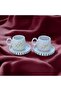 2 Pieces Handmade Ceramic Design Daisy Patterned Turkish Coffee Cup, Gift Dowry Mother's Day - 2
