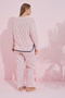 Salmon Anthracite Rabbit Print Ribbed Curve Plus Size Oversize Knitted Pajamas Suit 7778 - 3