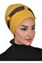 Chiffon Belted Combed Cotton Bonnet, Mustard Yellow - Brown, B-24, Mustard Yellow - Brown - 2
