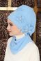 Special Design Chiffon Ready-To-Wear Turban with Stone Accessories, Baby Blue, Ht-8, Baby Blue - 2