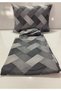 Teenager's Room and Children's Room Gray Zigzag Parquet Pattern Single Duvet Cover Set with Elastic Sheets - 4
