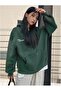 Women's Dark Green Confidence Printed Hooded Sweatshirt - 2