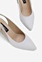 Women's White Beige Genuine Leather Shoes with Open Back Heels, Size 35-41 - 2