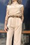 Women's Belted Stone Color Jumpsuit 51023 - 8