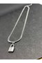 Silver Color Necklace with Italian Chain Lock Symbol - 3