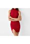 Crew Neck Zero Sleeve Slit Detailed Mini Knitwear Dress