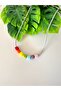 Colorful Rainbow Murano Cube Glass Bead Necklace