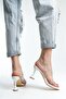 White Transparent Banded Champagne Heeled Slippers - 3