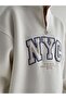 سويت شيرت بسحاب ومطرز بنقشة NYC - 3
