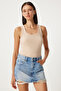 Women's Cream Ribbed Thick Strap Knitted Undershirt Hj00009 - 3