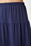Women's Navy Blue Oversize T-Shirt Flounced Knitted Skirt Set Ub00291 - 5