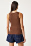 Women's Brown Cream 2-Piece Ribbed Thick Strap Knitted Undershirt Hj00010 - 5