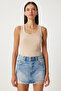 Women's Cream Ribbed Thick Strap Knitted Undershirt Hj00009 - 4
