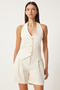 Linen Cream Vest and Shorts Set - FN03293