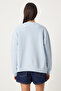 Women's Sky Blue Zipper Detailed Raised Knitted Sweatshirt Ub00148 - 7