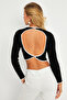 Women's Black-White Backless Blouse Yv270