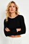 Women's Black-White Backless Blouse Yv270 - 3