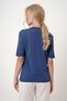 Women's Indigo Crew Neck Half Sleeve Knitwear Blouse Alc-X12504 - 7