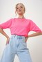 Women's Fuchsia Crew Neck Half Sleeve Knitwear Blouse Alc-X12504 - 4