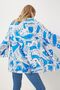 Women's Blue and White Patterned Viscose Kimono EN00615 - 5