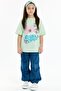100% Cotton Glitter Printed Girl's T-shirt - Green