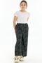 Elastic Waist Patterned Girls' Trousers - Black - 4