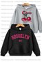 Cherry Printed Girls' Double Pack Black-Grey Hooded Kids Sweatshirt Hoodie