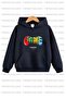 Skateboard Printed Unisex Double Pack Navy Blue-Grey Hooded Children's Sweatshirt Hoodie - 4