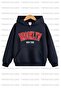 Brooklyn-Newyork Printed Unisex Double Pack Navy Blue-Red Hooded Children's Sweatshirt Hoodie - 2