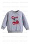 Girl's Printed Black-Grey-Black Triple Crew Neck Sweatshirt with Fleece Inside - 4