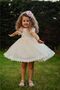 Ecru Short Evening Dress with Hair Accessory, Girls Party Dress, Lace Detail Dress - 5