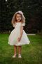 Ecru Short Evening Dress with Hair Accessory, Girls Party Dress, Lace Detail Dress - 2