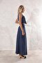 Navy Blue Striped Vest and Skirt Set - 5
