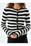 Knitted Cardigan Round Neck Long Sleeve with Gold Buttons - 5