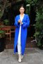 U Shawl Collar Long Sleeve Hair Braided Ankle Detailed Oversize Ankle Length Winter Knitwear Cardigan - 4