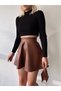 Women's Skirt - Elastic Back Waist - Faux Leather Mini Bell Skirt