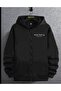 Men's Black Hertes Printed Oversize Zippered Jacket
