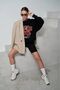 Unisex Oversize Sweatshirt Cherries Printed Black – Crew Neck, 3 Thread Ribbed - 3