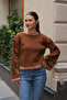 Round Crew Neck Long Sleeve Wide-Neck Floral Jacquard Pattern Color-Blocked Winter Knitwear Sweater - 6