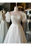 Glittery Maxi Length Draped Helen Wedding Dress - White - 2